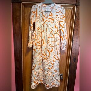 Orange and White Floral Dress